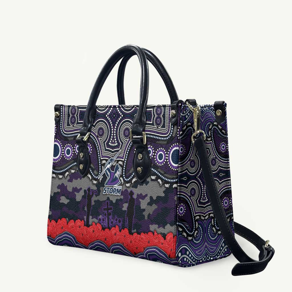 ANZAC Day Melbourne Storm Leather Bag Military Memorial Aboriginal Indigenous Art