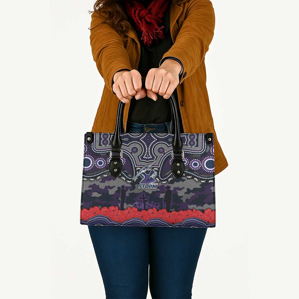 ANZAC Day Melbourne Storm Leather Bag Military Memorial Aboriginal Indigenous Art