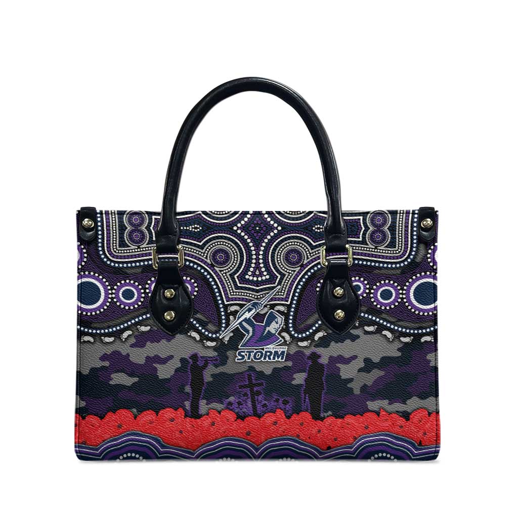 ANZAC Day Melbourne Storm Leather Bag Military Memorial Aboriginal Indigenous Art