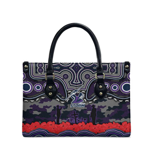 ANZAC Day Melbourne Storm Leather Bag Military Memorial Aboriginal Indigenous Art