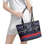 ANZAC Day Melbourne Storm Leather Tote Bag Military Memorial Aboriginal Indigenous Art