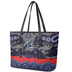 ANZAC Day Melbourne Storm Leather Tote Bag Military Memorial Aboriginal Indigenous Art