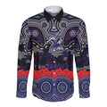 ANZAC Day Melbourne Storm Long Sleeve Button Shirt Military Memorial Aboriginal Indigenous Art