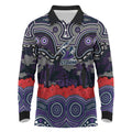 ANZAC Day Melbourne Storm Long Sleeve Polo Shirt Military Memorial Aboriginal Indigenous Art
