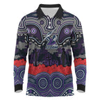 ANZAC Day Melbourne Storm Long Sleeve Polo Shirt Military Memorial Aboriginal Indigenous Art