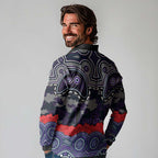 ANZAC Day Melbourne Storm Long Sleeve Polo Shirt Military Memorial Aboriginal Indigenous Art