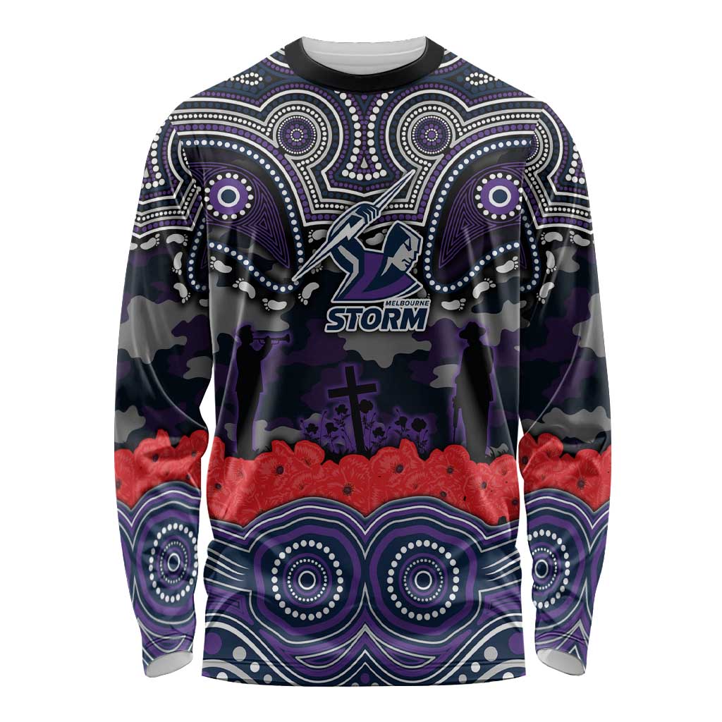 ANZAC Day Melbourne Storm Long Sleeve Shirt Military Memorial Aboriginal Indigenous Art