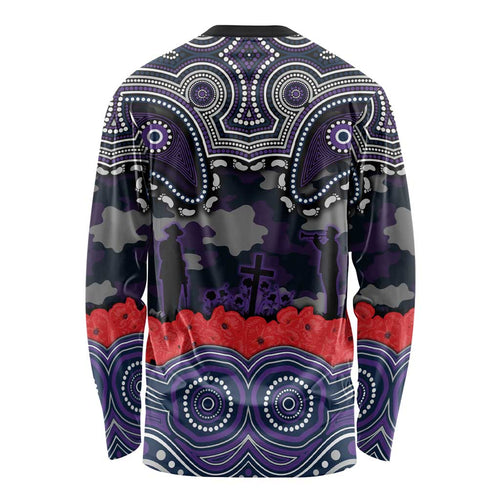 ANZAC Day Melbourne Storm Long Sleeve Shirt Military Memorial Aboriginal Indigenous Art