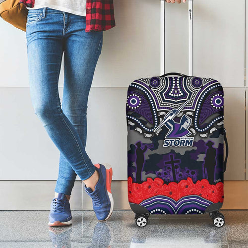 ANZAC Day Melbourne Storm Luggage Cover Military Memorial Aboriginal Indigenous Art