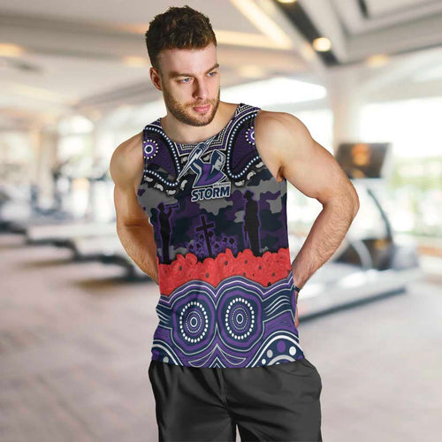 ANZAC Day Melbourne Storm Men Tank Top Military Memorial Aboriginal Indigenous Art