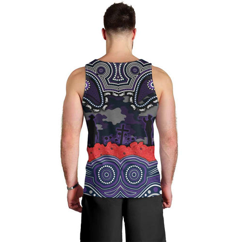 ANZAC Day Melbourne Storm Men Tank Top Military Memorial Aboriginal Indigenous Art