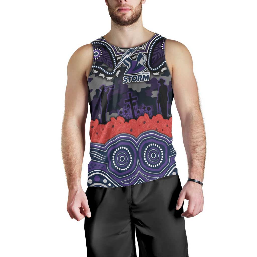 ANZAC Day Melbourne Storm Men Tank Top Military Memorial Aboriginal Indigenous Art