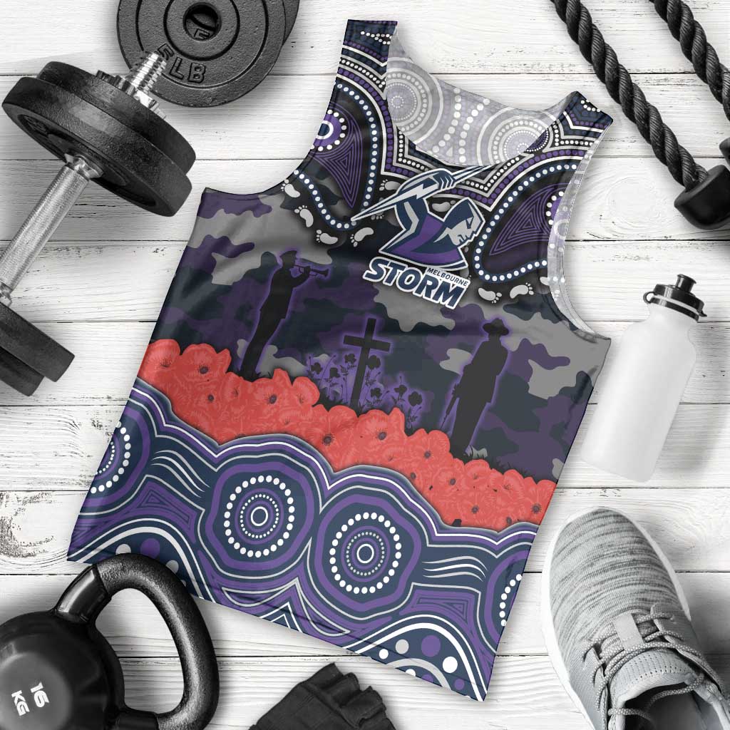 ANZAC Day Melbourne Storm Men Tank Top Military Memorial Aboriginal Indigenous Art