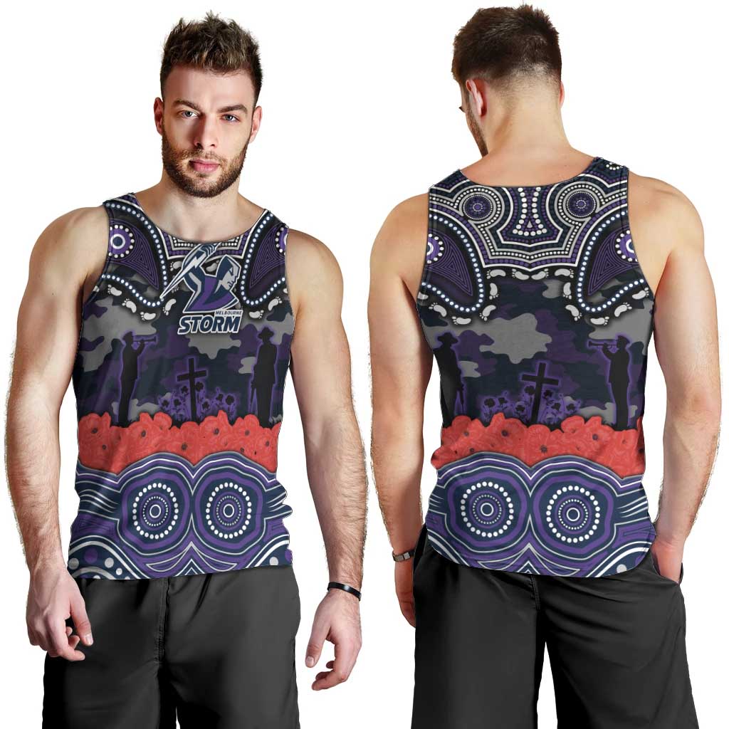 ANZAC Day Melbourne Storm Men Tank Top Military Memorial Aboriginal Indigenous Art