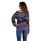 ANZAC Day Melbourne Storm Off Shoulder Sweater Military Memorial Aboriginal Indigenous Art