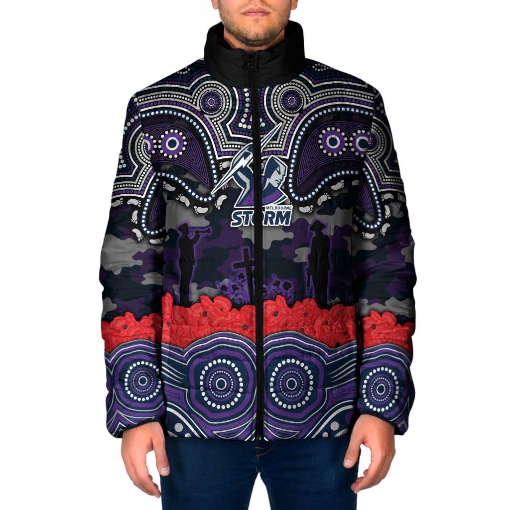 ANZAC Day Melbourne Storm Padded Jacket Military Memorial Aboriginal Indigenous Art