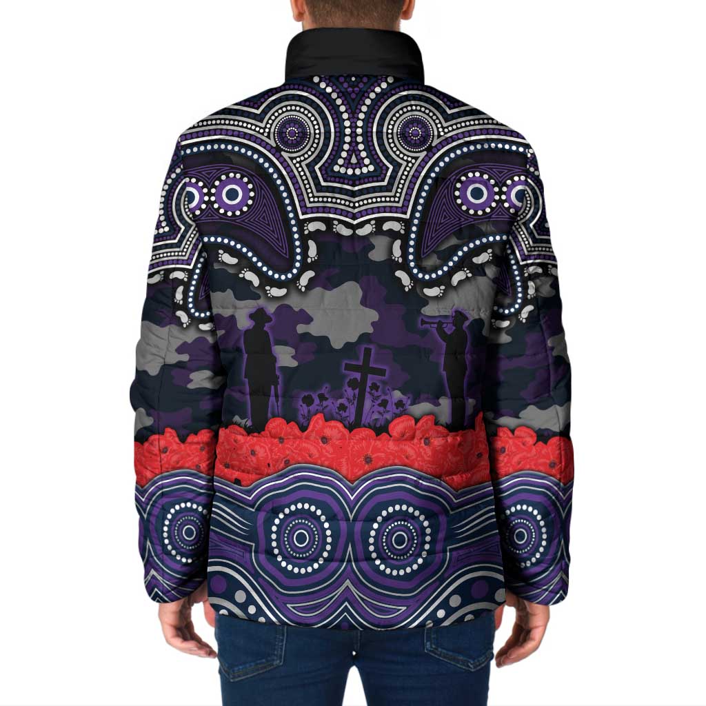 ANZAC Day Melbourne Storm Padded Jacket Military Memorial Aboriginal Indigenous Art