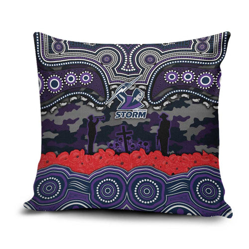 ANZAC Day Melbourne Storm Pillow Cover Military Memorial Aboriginal Indigenous Art