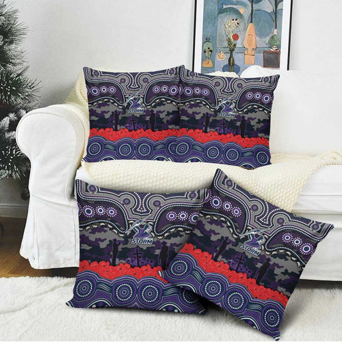ANZAC Day Melbourne Storm Pillow Cover Military Memorial Aboriginal Indigenous Art