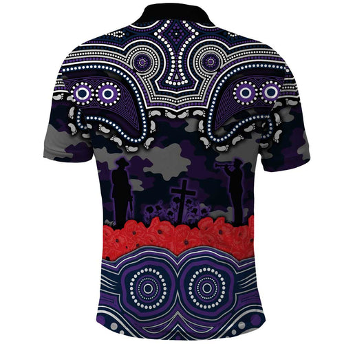 ANZAC Day Melbourne Storm Polo Shirt Military Memorial Aboriginal Indigenous Art