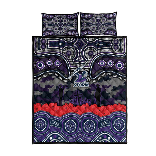ANZAC Day Melbourne Storm Quilt Bed Set Military Memorial Aboriginal Indigenous Art