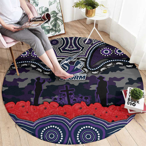 ANZAC Day Melbourne Storm Round Carpet Military Memorial Aboriginal Indigenous Art