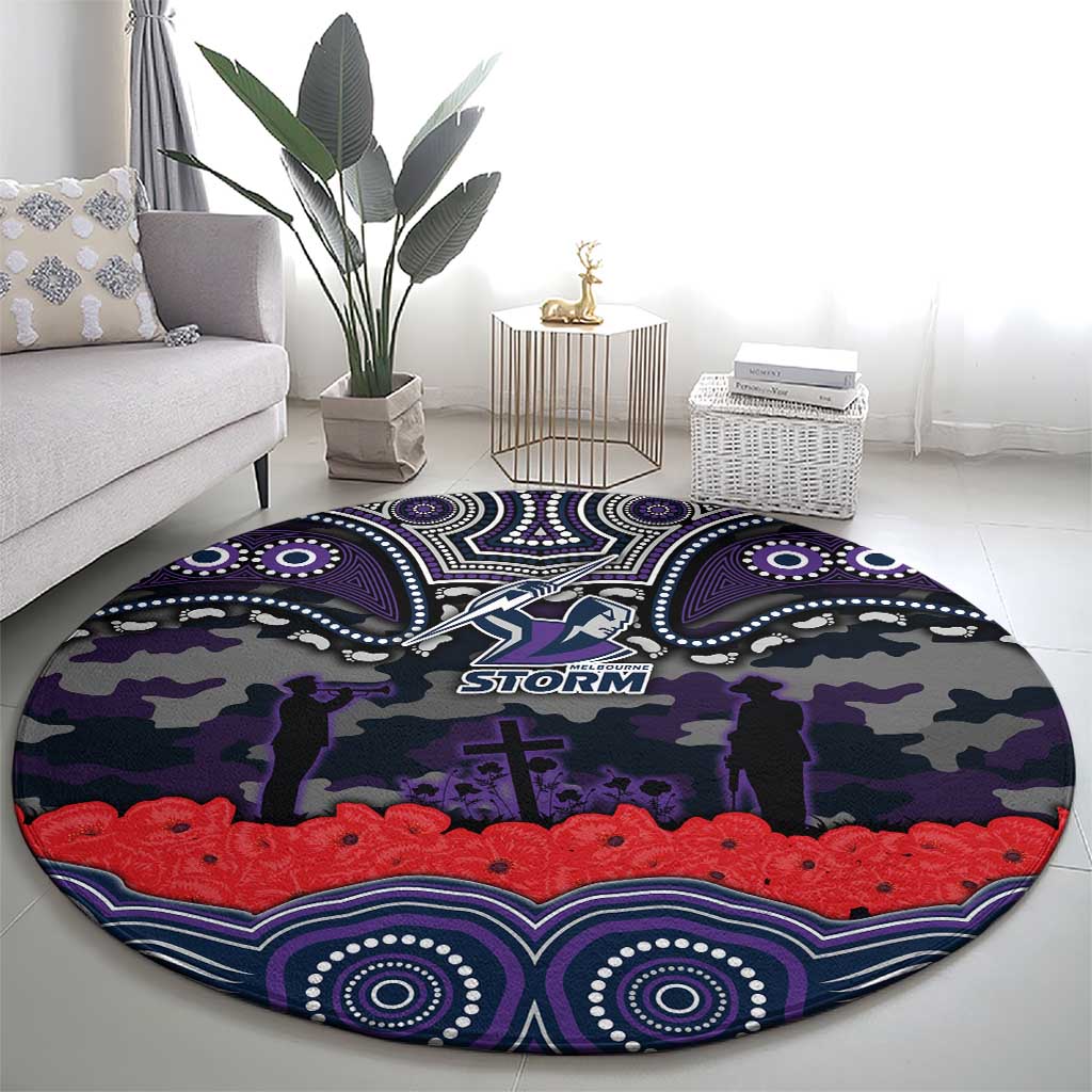 ANZAC Day Melbourne Storm Round Carpet Military Memorial Aboriginal Indigenous Art