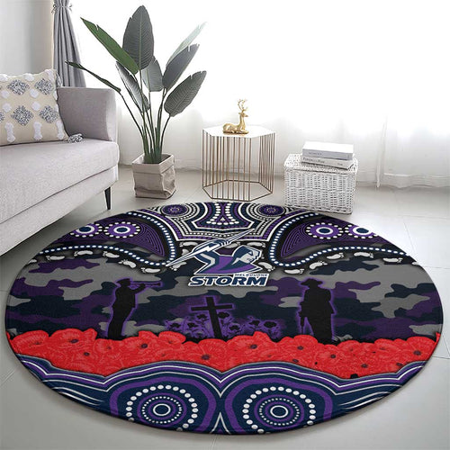 ANZAC Day Melbourne Storm Round Carpet Military Memorial Aboriginal Indigenous Art