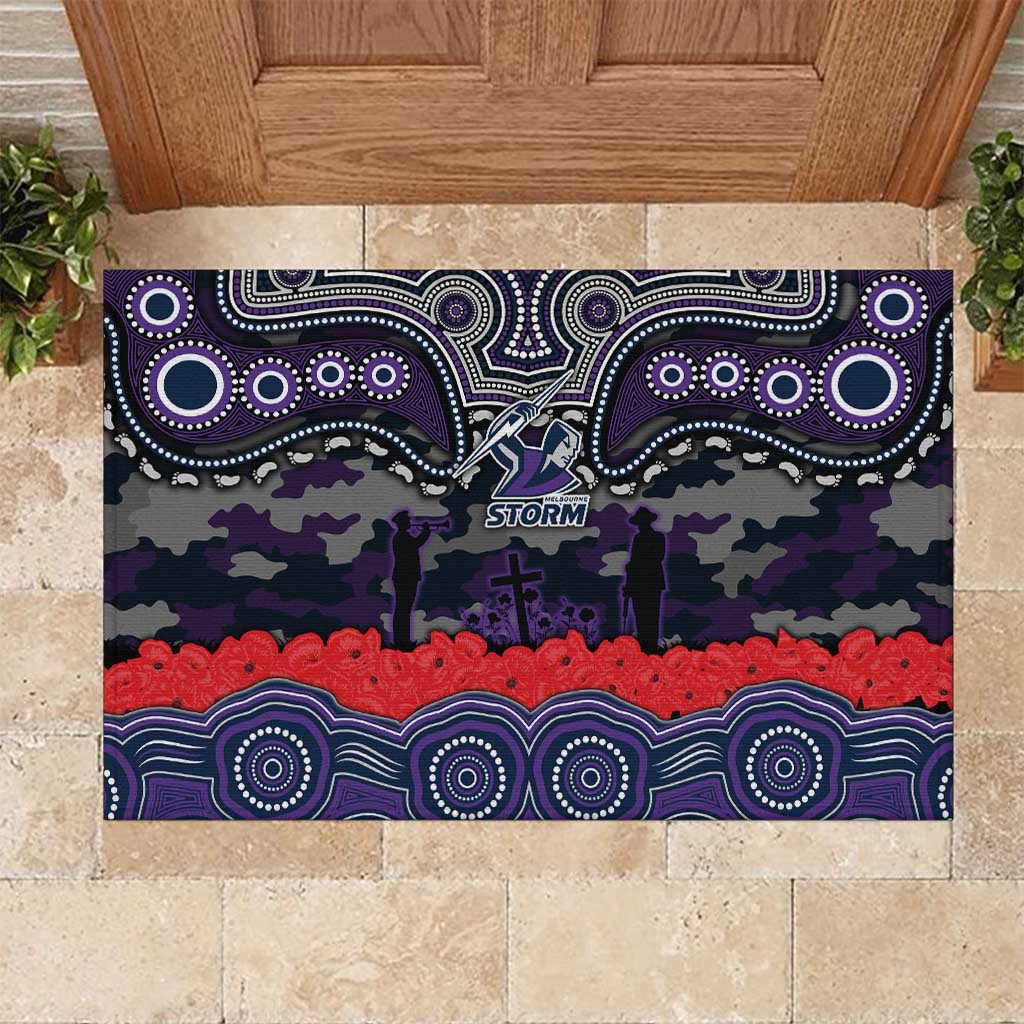 ANZAC Day Melbourne Storm Rubber Doormat Military Memorial Aboriginal Indigenous Art