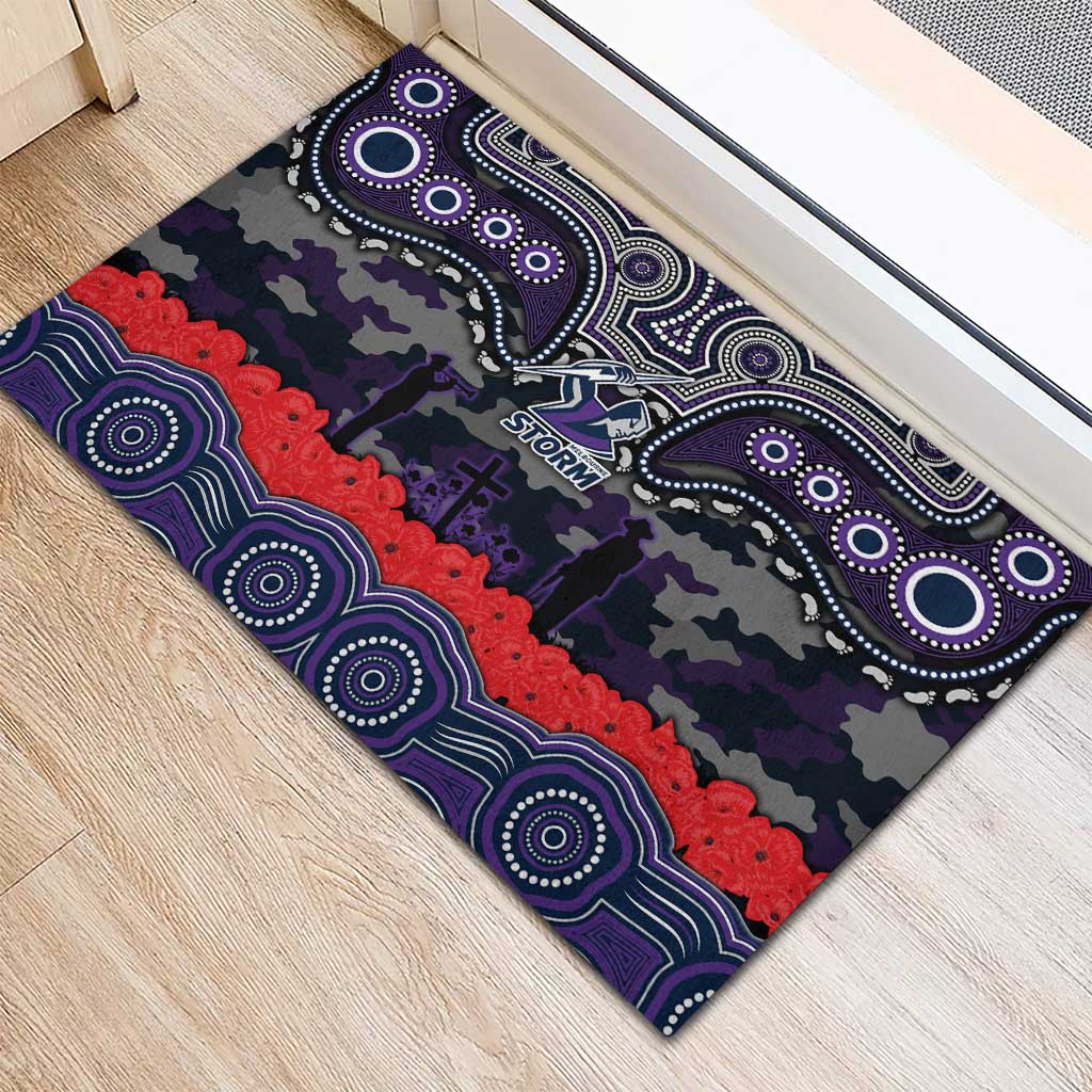 ANZAC Day Melbourne Storm Rubber Doormat Military Memorial Aboriginal Indigenous Art