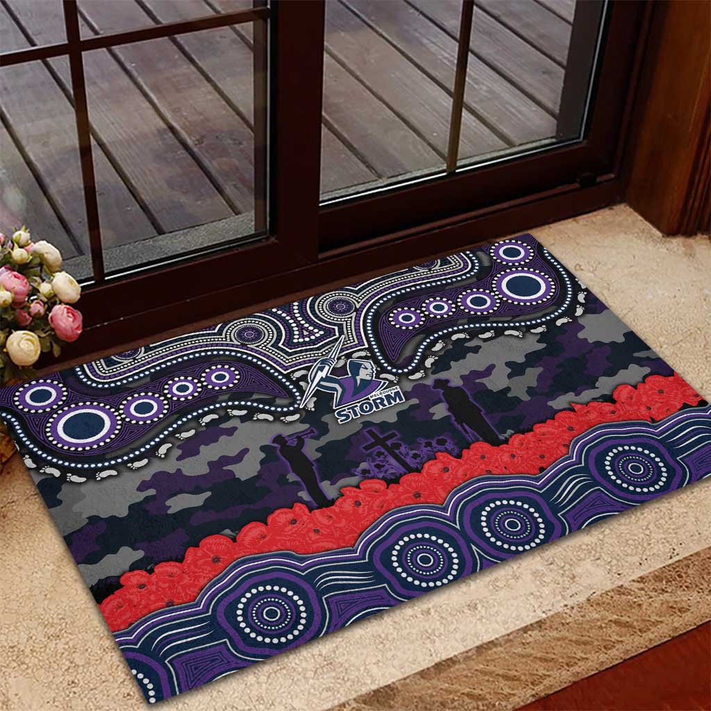 ANZAC Day Melbourne Storm Rubber Doormat Military Memorial Aboriginal Indigenous Art