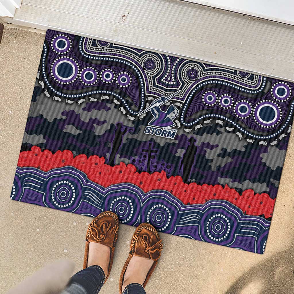 ANZAC Day Melbourne Storm Rubber Doormat Military Memorial Aboriginal Indigenous Art