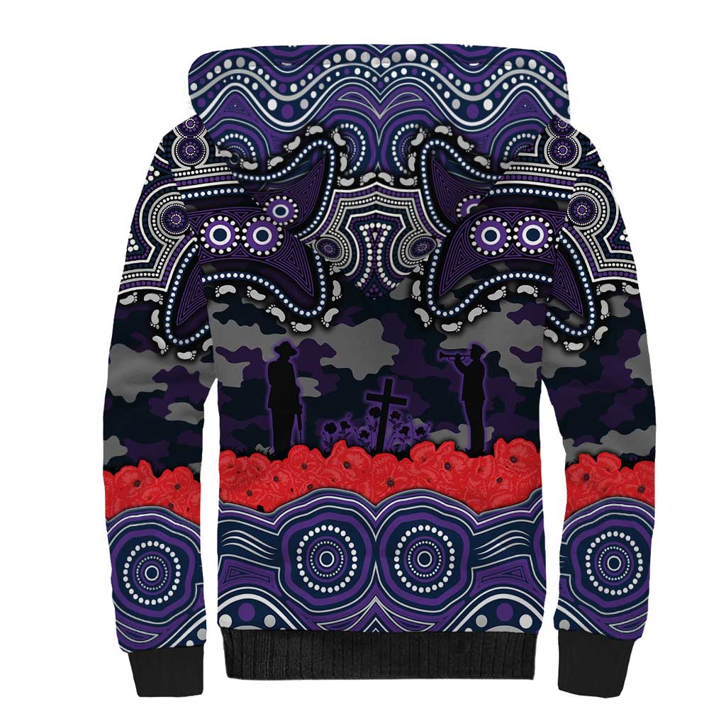 ANZAC Day Melbourne Storm Sherpa Hoodie Military Memorial Aboriginal Indigenous Art
