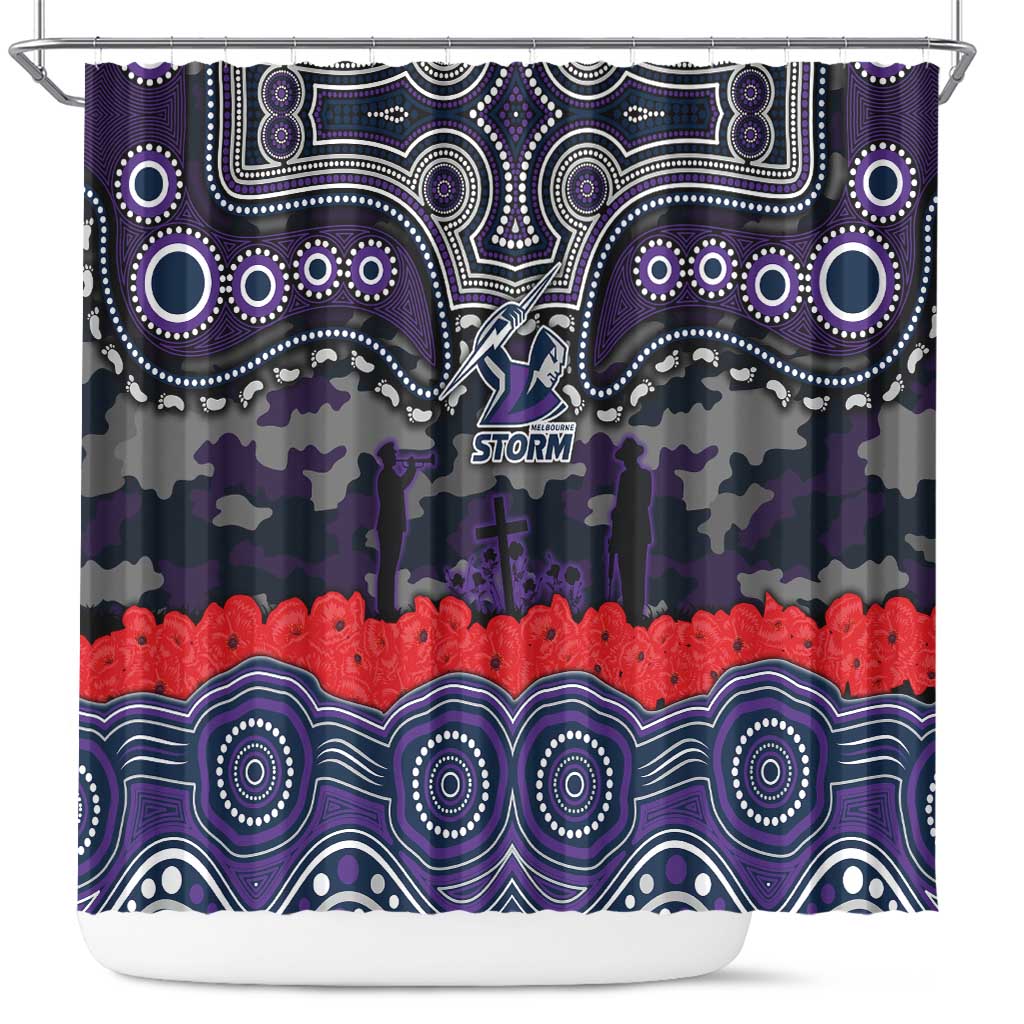 ANZAC Day Melbourne Storm Shower Curtain Military Memorial Aboriginal Indigenous Art