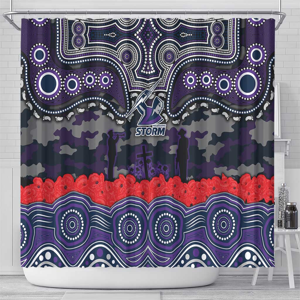 ANZAC Day Melbourne Storm Shower Curtain Military Memorial Aboriginal Indigenous Art