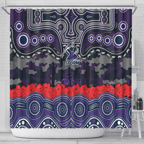 ANZAC Day Melbourne Storm Shower Curtain Military Memorial Aboriginal Indigenous Art