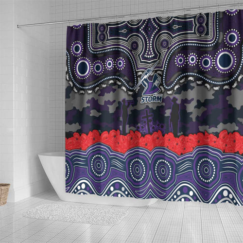 ANZAC Day Melbourne Storm Shower Curtain Military Memorial Aboriginal Indigenous Art