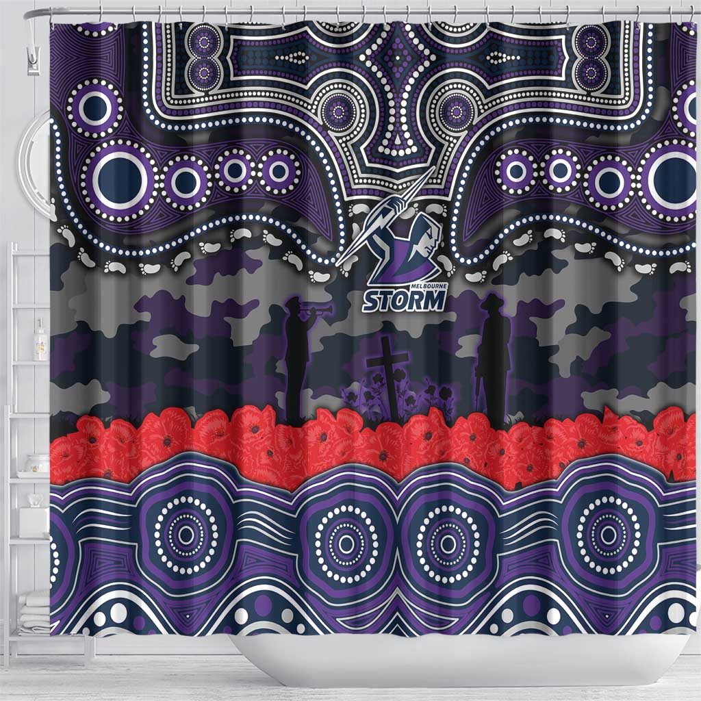 ANZAC Day Melbourne Storm Shower Curtain Military Memorial Aboriginal Indigenous Art