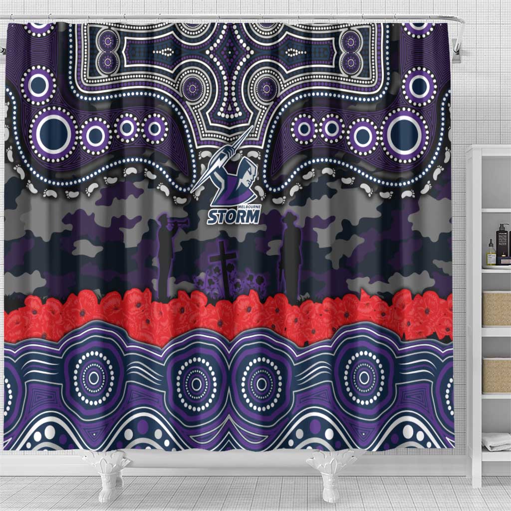 ANZAC Day Melbourne Storm Shower Curtain Military Memorial Aboriginal Indigenous Art