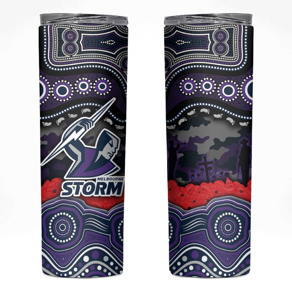ANZAC Day Melbourne Storm Skinny Tumbler Military Memorial Aboriginal Indigenous Art