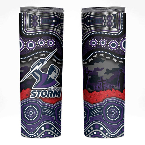 ANZAC Day Melbourne Storm Skinny Tumbler Military Memorial Aboriginal Indigenous Art