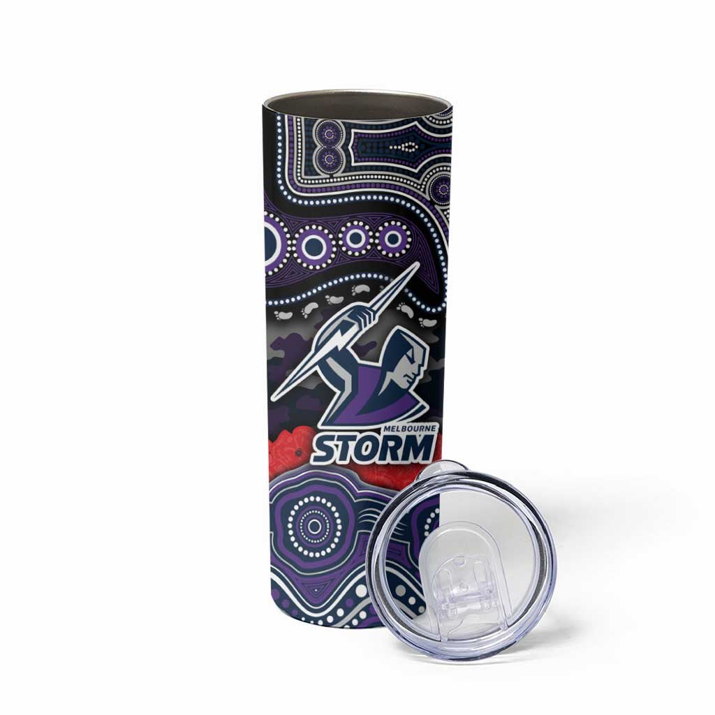 ANZAC Day Melbourne Storm Skinny Tumbler Military Memorial Aboriginal Indigenous Art