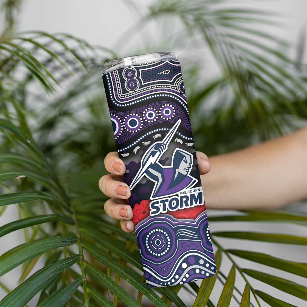 ANZAC Day Melbourne Storm Skinny Tumbler Military Memorial Aboriginal Indigenous Art