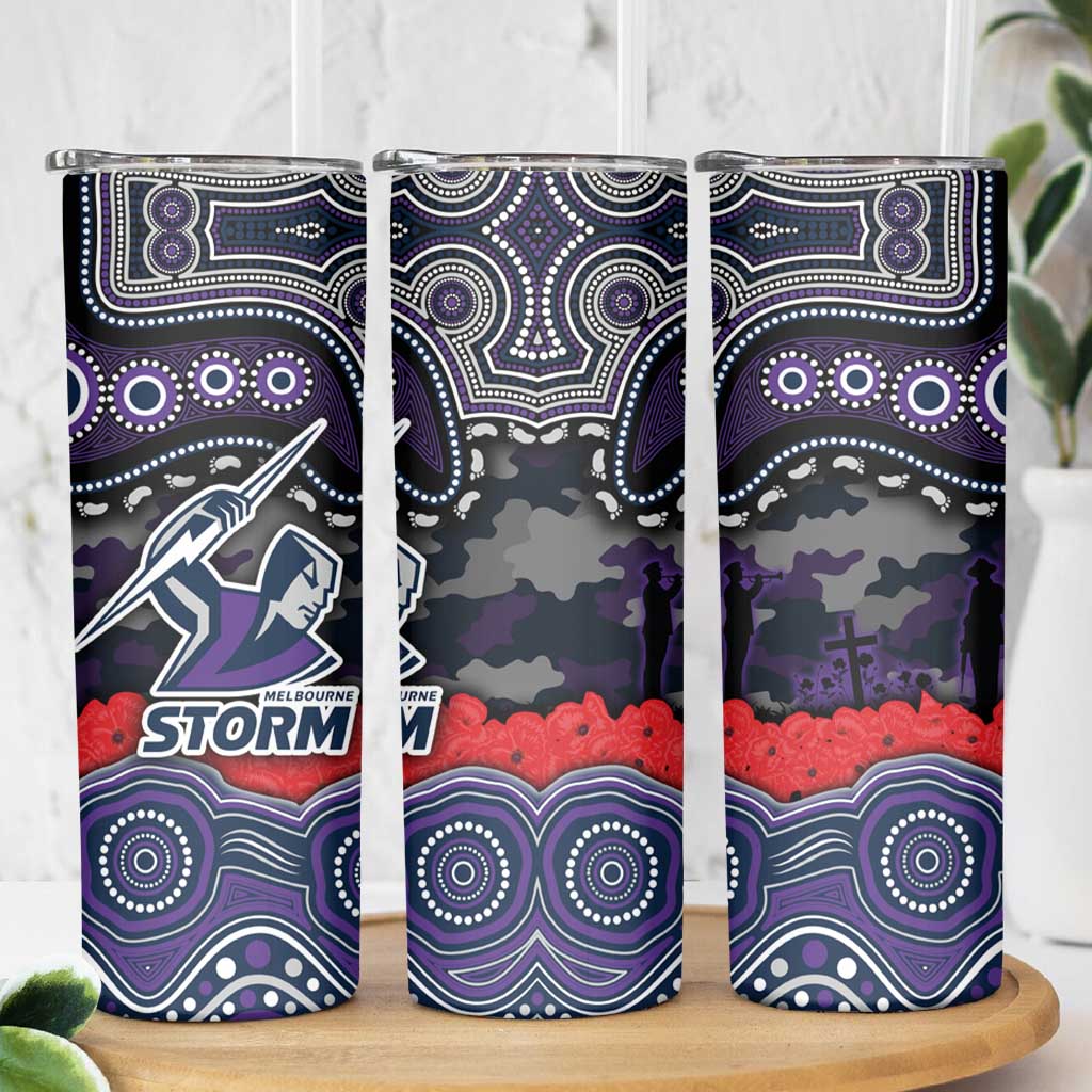 ANZAC Day Melbourne Storm Skinny Tumbler Military Memorial Aboriginal Indigenous Art