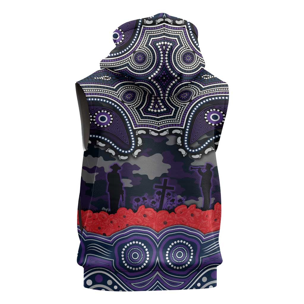 ANZAC Day Melbourne Storm Sleeveless Hoodie Military Memorial Aboriginal Indigenous Art
