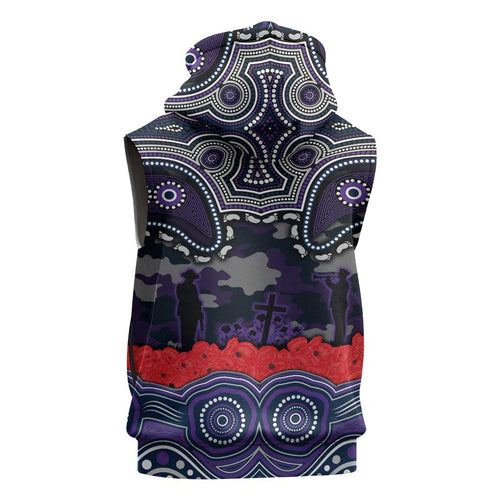 ANZAC Day Melbourne Storm Sleeveless Hoodie Military Memorial Aboriginal Indigenous Art