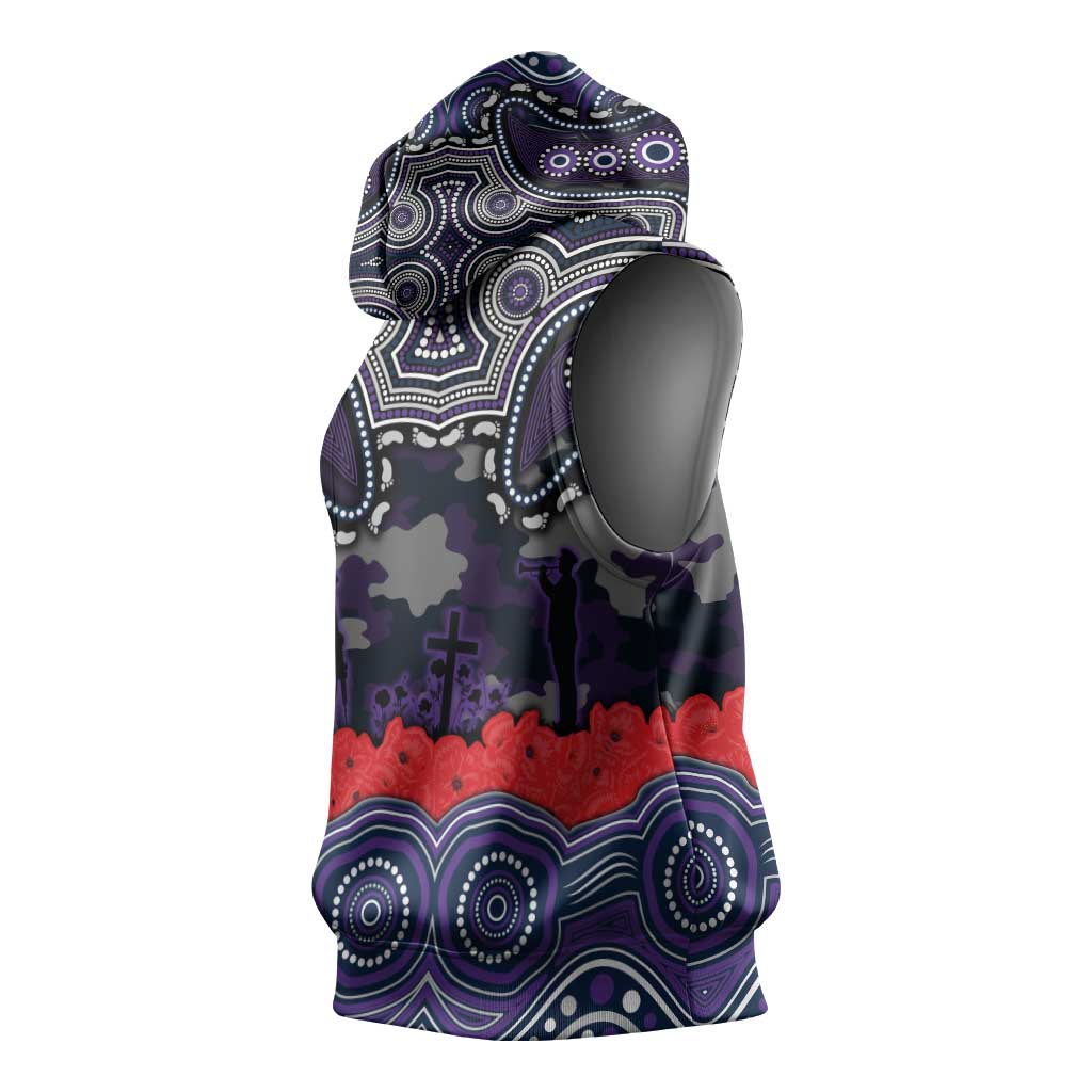 ANZAC Day Melbourne Storm Sleeveless Hoodie Military Memorial Aboriginal Indigenous Art