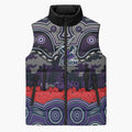 ANZAC Day Melbourne Storm Sleeveless Puffer Jacket Military Memorial Aboriginal Indigenous Art