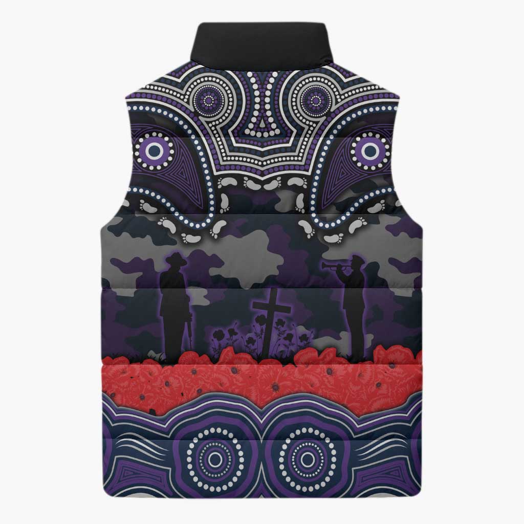 ANZAC Day Melbourne Storm Sleeveless Puffer Jacket Military Memorial Aboriginal Indigenous Art