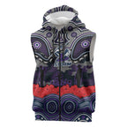 ANZAC Day Melbourne Storm Sleeveless Zip Hoodie Military Memorial Aboriginal Indigenous Art